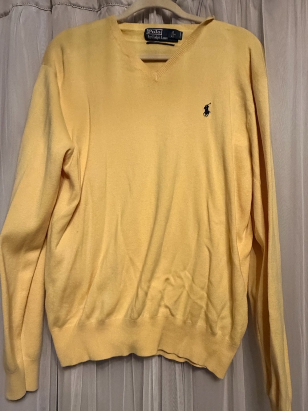 Ralph Lauren Men’s Pale Yellow V-Neck Sweater